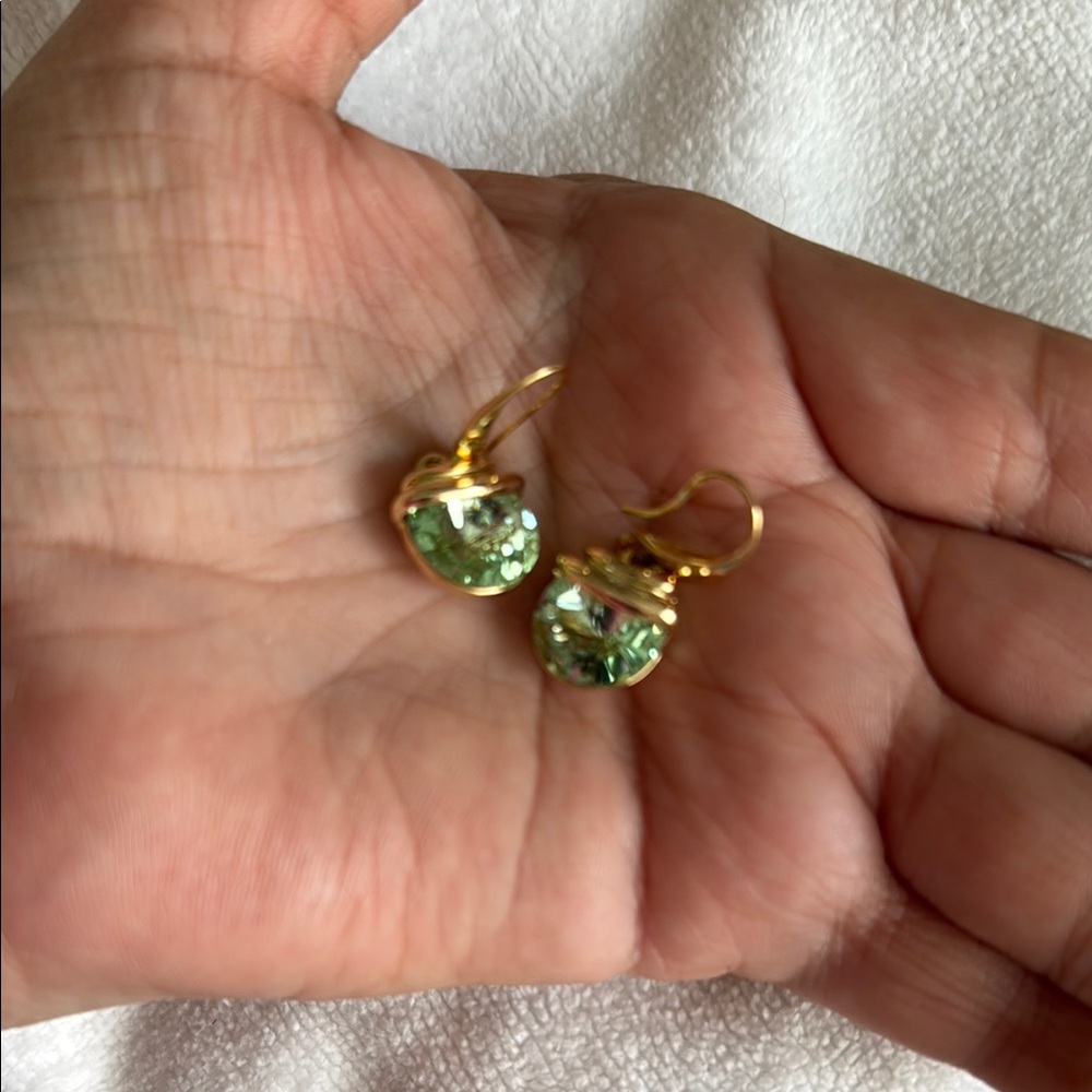 Gold and Green Earrings
